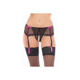 String ouvert en fine résille noir avec porte-jarretelles 